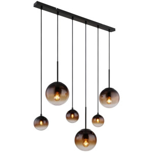 Globo Hängeleuchte, Klar, Schwarz, Metall, Glas, länglich,länglich, 20x117x91 cm, CE, beliebig kürzbar, Lampen & Leuchten, Innenbeleuchtung, Leuchten