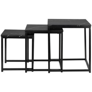 Mid.you Satztisch, Schwarz, Metall, Holzwerkstoff, 3-teilig, quadratisch, eckig, einfacher Aufbau, Wohnzimmer, Wohnzimmertische, Satztische