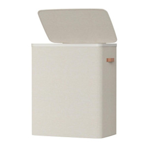 Boxxx Wäschekorb, Beige, Metall, Kunststoff, Textil, Holzwerkstoff, 190 L, rechteckig, 64x75x40 cm, Tragegriffe, Deckel, Innenfutter, zusammenfaltbar,