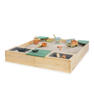 Muddy Buddy Sandkasten Beach Rebel, Grün, Natur, Holz, Zypresse, massiv, 125x20x135 cm, EN 71, Outdoor Spielzeug, Sandkästen