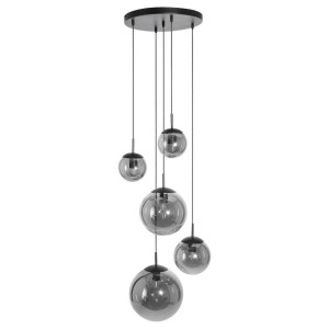 Deckenleuchte, Schwarz, Metall, Glas, 60x115-373x60 cm, höhenverstellbar, Lampen & Leuchten, Innenbeleuchtung, Deckenleuchten