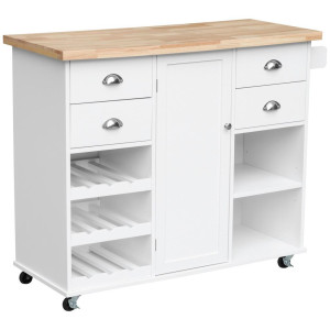 Livetastic Kücheninsel, Weiß, Eiche Artisan, Holzwerkstoff, Uni, 4 Schublade(n) Schubladen, einzeln stellbar, 107x93x45 cm, rollbar, Küchen,