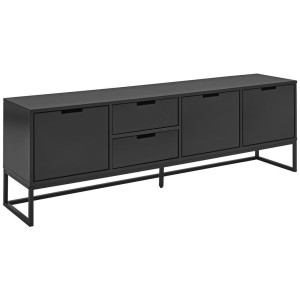 Novel Lowboard, Grau, Schwarz, Metall, Holzwerkstoff, 2 Schublade(n) Schubladen, 180x58x40 cm, Bsci, stehend, Beimöbel erhältlich, Wohnzimmer,