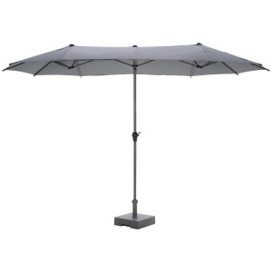 Ambia Garden Doppelsonnenschirm, Anthrazit, Textil, 400x236x208 cm, Sonnen- & Sichtschutz, Sonnenschirme