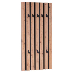 Xora Wandgarderobe, Schwarz, Eiche Artisan, Holzwerkstoff, 45x90x4 cm, Garderobe, Garderobenleisten & Garderobenhaken