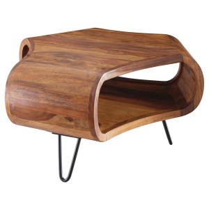 Mid.you Couchtisch, Sheesham, Holz, Sheesham, massiv, Freiform, U-Form, 55x38x55 cm, Stauraum, einfacher Aufbau, Wohnzimmer, Wohnzimmertische,