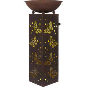 Ambia Garden Solarleuchte Rusty Flowerpot, Rost, Metall, Kunststoff, rechteckig, warmweiß, 34x72x34 cm, mit Schalter, Lampen & Leuchten,