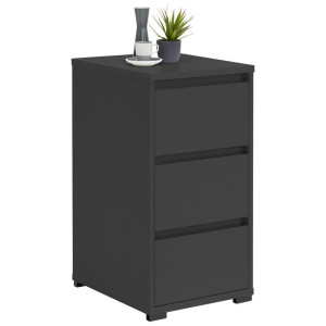 Carryhome Nachtschrank, Anthrazit, Holzwerkstoff, 3 Schublade(n) Schubladen, 40.1x78.9x48 cm, Schlafzimmer, Nachttische
