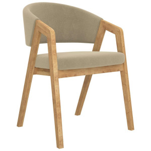 Carryhome Armlehnstuhl, Taupe, Textil, Eiche, massiv, eckig, 59x96x60 cm, Stoffauswahl, Esszimmer, Stühle, Esszimmerstühle, Armlehnenstühle