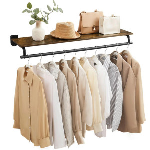 Wandgarderobe, Braun, Schwarz, Metall, Holzwerkstoff, 109x13.2x28 cm, Hutablage, Kleiderstange, Garderobe, Garderobenleisten & Garderobenhaken