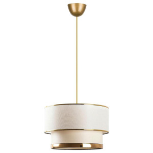 P & B Hängeleuchte, Creme, Gold, Metall, Textil, zylindrisch,zylindrisch, 65 cm, CE, Lampen & Leuchten, Innenbeleuchtung, Leuchten nach Räumen,