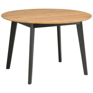 Mid.you Esstisch, Schwarz, Eiche, Holz, Holzwerkstoff, Kautschukholz, vollmassiv, rund, würfelförmig, 120x74x120-200 cm, ausziehbar, Esszimmer,