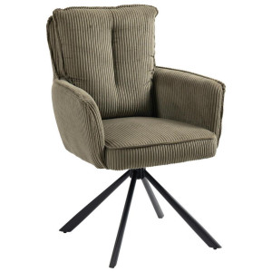 Novel Armlehnstuhl, Olivgrün, Metall, Textil, Stativgestell, 62x95x67 cm, Handmade in China, Stoffauswahl, Sitzfläche 180° drehbar, Esszimmer, Stühle,