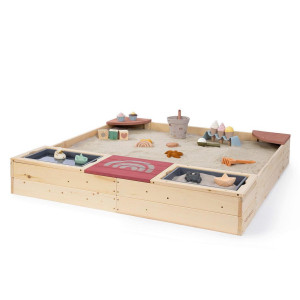 Muddy Buddy Sandkasten Beach Rebel, Natur, Rosa, Holz, Zypresse, massiv, 125x20x135 cm, EN 71, Outdoor Spielzeug, Sandkästen