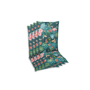 Sesselauflagenset, Blau, Grün, Rosa, Textil, 4-teilig, Flamingo, Füllung: Schaumstoff, Vlies, 50x7x120 cm, Oeko-Tex® Standard 100, pflegeleicht,