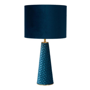 Lucide Tischleuchte Extravaganza Velvet, Türkis, Textil, konisch,konisch, 47 cm, RoHS, Reach, Schnurschalter, Lampen & Leuchten, Innenbeleuchtung,