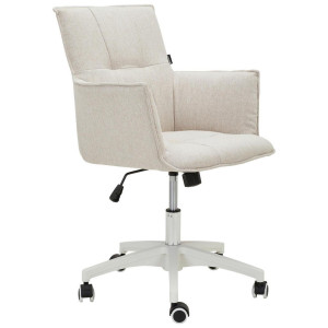 Livetastic Drehstuhl, Weiß, Beige, Kunststoff, Textil, Füllung: Schaumstoff, Drehkreuz, 60x79-89x63 cm, inklusive Armlehnen, Arbeitszimmer,