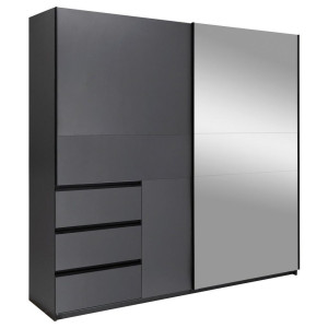 P & B Schiebetürenschrank Wilma, Graphit, Holzwerkstoff, 2 Fächer, 3 Schublade(n) Schubladen, 215x210x61.5 cm, in verschiedenen Größen erhältlich,