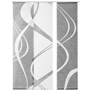 Novel Flächenvorhang Wave, Grau, Weiß, Textil, Wellen, 60x245 cm, mit Flauschband, Öffnung für Beschwerungsstab, Wohntextilien, Gardinen & Vorhänge,