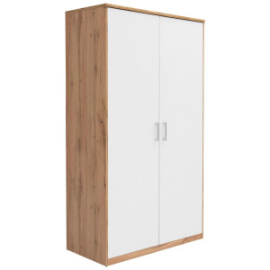 Xora Drehtürenschrank, Weiß, Eiche Wotan, Holzwerkstoff, 1 Fächer, 106x194x54 cm, erweiterbar, Schlafzimmer, Kleiderschränke, Kleiderschränke 2-türig