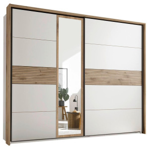 P & B Schwebetürenschrank, Weiß, Eiche, Holzwerkstoff, 3 Fächer, 279x229.4x63 cm, Schlafzimmer, Kleiderschränke, Kleiderschränke 2-türig