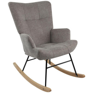 P & B Schaukelstuhl, Grau, Holz, Metall, Kautschukholz, massiv, 63x91x52 cm, Schaukelfunktion, Wohnzimmer, Sessel, Schaukelstühle