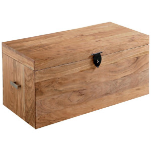 Landscape Truhe, Akazie, Holz, Akazie, Hartholz, Holz, 1 Fächer, 80x40x40 cm, Deckel, Deckel aufklappbar, absperrbar, Holzmöbel, Kleinmöbel Holz,