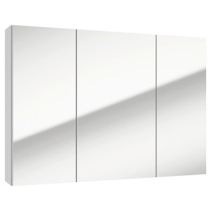 P & B Spiegelschrank, Weiß, Glas, 4 Fächer, 85x60x15 cm, Soft-Close-System, Badezimmer, Badezimmerspiegel, Spiegelschränke