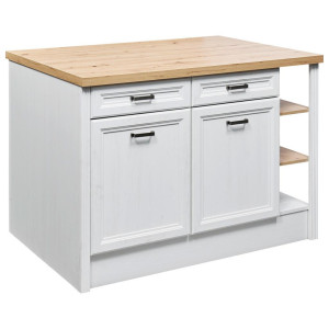 P & B Kücheninsel, Pinien, Eiche Artisan, Holzwerkstoff, 2 Schublade(n) Schubladen, nur wie online abgebildet bestellbar, 130x91.5x90 cm, Made in EU,