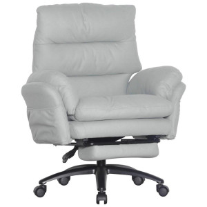 Venda Chefsessel, Schwarz, Hellgrau, Metall, Kunststoff, Textil, Drehkreuz, 79x101-109x74 cm, Sitzfläche 360° drehbar, Arbeitszimmer, Bürostühle,