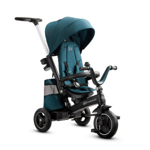 Kinderkraft Dreirad Easytwist, Grün, Metall, Kunststoff, Textil, 34x107x122 cm, UV 50+, Rückenlehne, abnehmbare Stützräder, Becherhalter, Fußstützen,