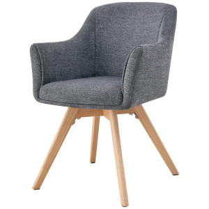 Livetastic Armlehnstuhl, Grau, Holz, Metall, Textil, Eiche, Pappel, massiv, Sperrholz, U-Form, 61x85.5x63.5 cm, Sitzfläche 360° drehbar, Esszimmer,