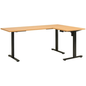 Mid.you Eckschreibtisch, Schwarz, Eiche, Metall, Holzwerkstoff, rechteckig, eckig, 120x74.5-119x180 cm, höhenverstellbar, Arbeitszimmer,