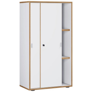 P & B Aktenschrank, Weiß, Honigeiche, Holzwerkstoff, 2 Fächer, 60x110x37 cm, abschließbar, Arbeitszimmer, Aktenschränke
