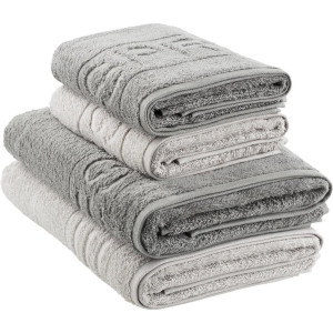 Esprit Frottierset, Grau, Hellgrau, Textil, 4-teilig, Uni, 50x100 cm, saugfähig, Badtextilien, Handtuch-Sets