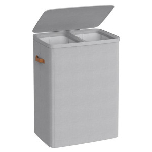 Boxxx Wäschekorb Songmics, Grau, Kunststoff, Textil, 170 L, rechteckig, 56x75x40 cm, Tragegriffe, Deckel, Ordnen & Aufbewahren, Wäschekörbe & Tonnen