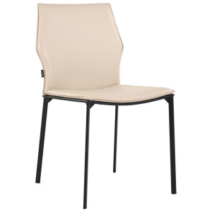 Novel Stuhl, Taupe, Leder, Echtleder, Rindleder, Flachrohr, 48x85x57.5 cm, Esszimmer, Stühle, Esszimmerstühle, Lederstühle