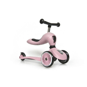 Scoot and Ride 2In1-Kinderscooter Highwaykick 1, Rosa, Metall, Kunststoff, 24x37x55 cm, höhenverstellbarer Lenker, weicher Sitz,