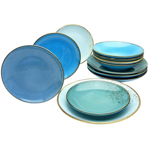 Creatable Kombiservice Nature Collection Aqua, Blau, Keramik, 12-teilig, Essen & Trinken, Geschirr, Geschirr-Sets, Kombiservice
