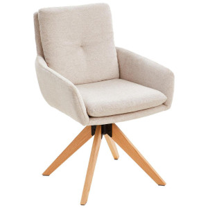 Livetastic Armlehnstuhl, Creme, Holz, Metall, Textil, Eiche, massiv, Füllung: Schaumstoff, konisch, 58x91x63.5 cm, Sitzfläche 360° drehbar, Esszimmer,