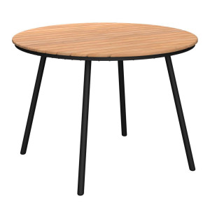 Ambia Garden Gartentisch, Schwarz, Teak, Holz, Metall, Akazie, rund, rund, 110x75x110 cm, ISO 9001, Bsci, FSC 100%, lichtecht, wetterfest,