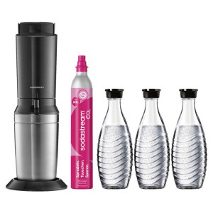 SodaStream Wassersprudler Crystal inkl. 3 Flaschen, Titanfarben, 29x45x20 cm, ISO 9001, Dekra, Küchengeräte, Wasseraufbereitung, Wassersprudler