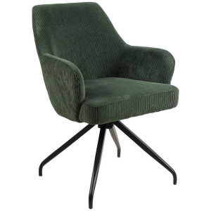 Livetastic Armlehnstuhl Cord, Grün, Schwarz, Holz, Metall, Textil, Pappel, Sperrholz, Drehkreuz, 58x84x63 cm, Sitzfläche 360° drehbar, Esszimmer,