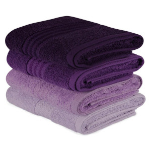 Handtuchset, Lila, Violett, Flieder, Textil, 4-teilig, Uni, 50x90 cm, angenehm weich, Badtextilien, Handtuch-Sets