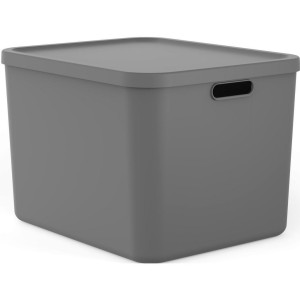 Rotho Aufbewahrungsbox Albula, Anthrazit, Kunststoff, 40.5x34x48.9 cm, Tragegriff, stapelbar, Ordnen & Aufbewahren, Aufbewahrungsboxen, Stapelboxen