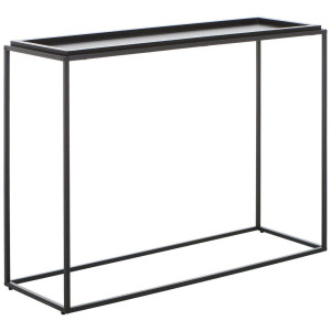Mid.you Konsolentisch, Schwarz, Metall, Holzwerkstoff, rechteckig, Flachrohr, 38x80x110 cm, einfacher Aufbau, Wohnzimmer, Wohnzimmertische,