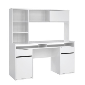 P & B Schreibtisch, Weiß Hochglanz, Holzwerkstoff, 2 Schublade(n) Schubladen, rechteckig, Wange, 48.2x156.2x149 cm, Stauraum, Arbeitszimmer,