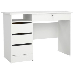 P & B Schreibtisch, Weiß, Holzwerkstoff, 3 Schublade(n) Schubladen, rechteckig, Wange, 48.5x75.6x109.3 cm, Stauraum, abschließbar, Arbeitszimmer,