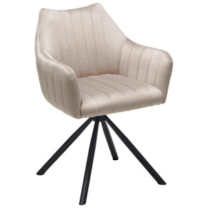 Livetastic Armlehnstuhl Beige, Schwarz, Beige, Metall, Textil, Rundrohr, 60x83x59 cm, Esszimmer, Stühle, Esszimmerstühle, Armlehnenstühle