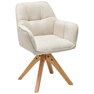 Livetastic Armlehnstuhl, Eiche, Beige, Holz, Textil, Eiche, massiv, Drehkreuz, 61x85x63 cm, Sitzfläche 360° drehbar, inklusive Armlehnen, Esszimmer,